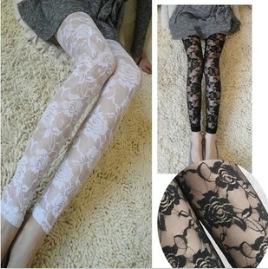 Women Summer Lace Leggings Flower Lace Hollow Out Tights Spring Autumn Clothing Legging