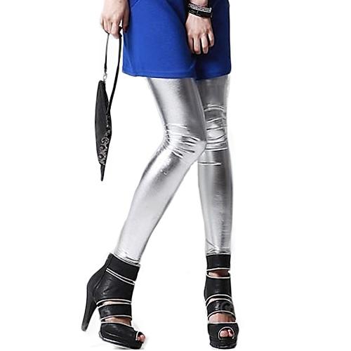 New Style Girls Metallic Colorful Shiny Sparkle Spandex Faux Leather Summer Leggings