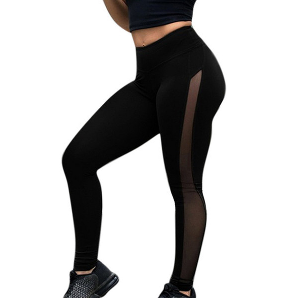 Litthing Sexy Women Leggings Gothic Insert Mesh Design Trousers Pants Black Capris Sportswear New Fitness Workout Leggings