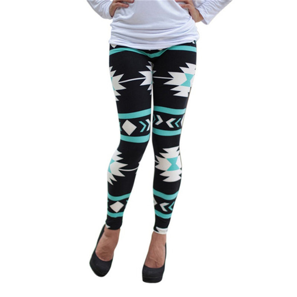 Wholesale- New Fashion Women's Plus Size Tribal Aztec Printed Leggings 9 Colors Long Soft Size S-XL Hot 2016 T2