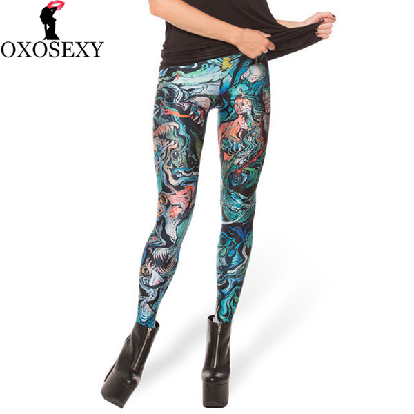 New Fashion Elastic high waist Leggins mermaid Digital Legins fitness Printed Women Leggings Woman Pants 196