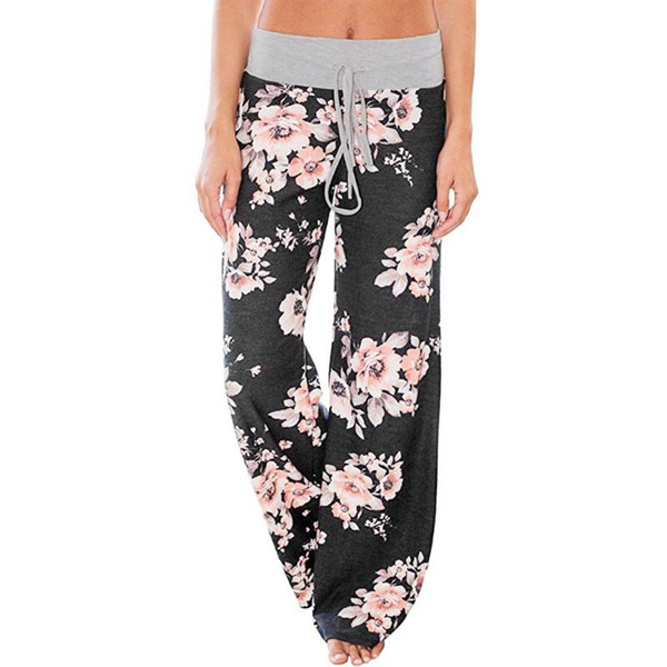 #35 Leggings Fitness Feminina Floral Prints Drawstring Wide Leg Pants Leggings leggins mujer Women Fitness Legging