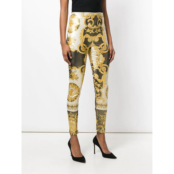 1.5 Early Spring Vintage Contrast color Print High Waist Casual Elastic Bodycon Leggings