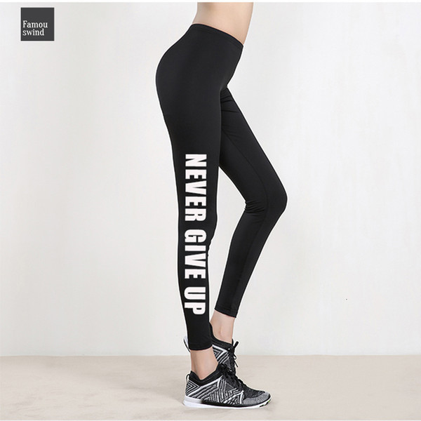 Women Leggings Never Give Up Printing Legging Spring Fitness Legging Legins Jogging Pants Mujer Activewear Plus Size