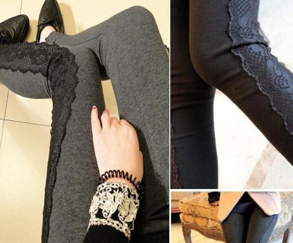 Cotton lace leggings female side of lace stitching Slim yards tide was thin pantyhose lengthened