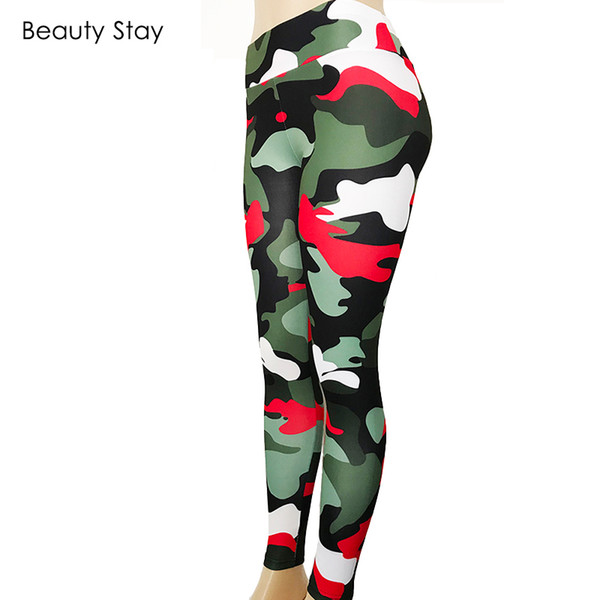 Beauty Stay Printing Elasticity Camouflage Leggings Fitness Plus Size Stretch Workout Breathable Women Autumn Quick Dry Pants