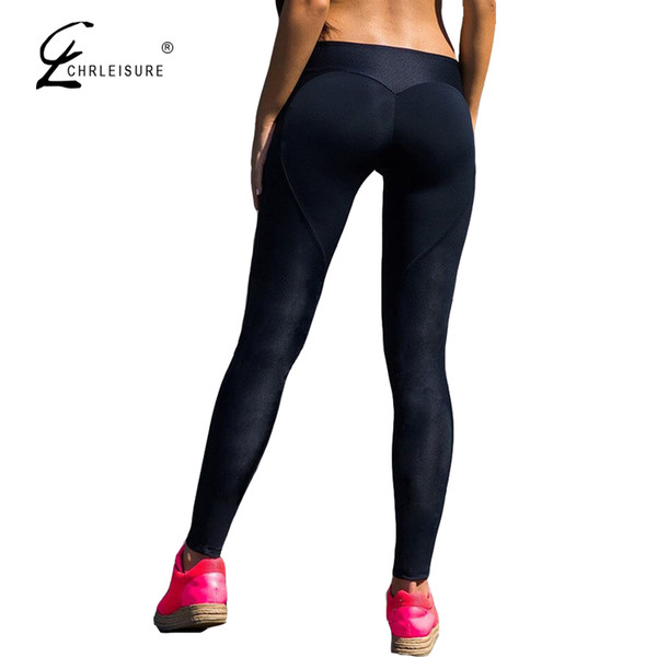 CHRLEISURE High Waits Push Up Leggings Women Workout Polyester Black Legging Summer Breathable Slim Legging Femme S-XL