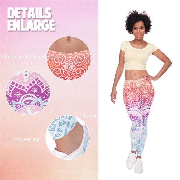 Leggings Pants Women Digital printing 3D high elastic wild Slim leggings stretch sexy Mandala Mint Lady Skinny Comfortable Pants Gym hot