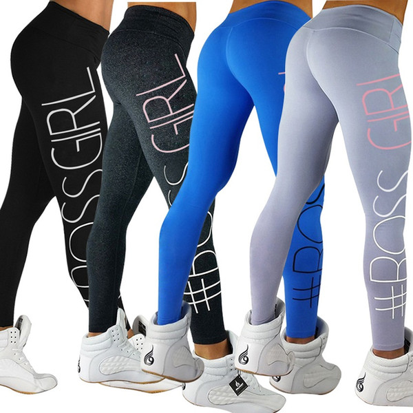 Women's Sexy Leggings BOSS GIRL Letter Print Sport Skinny Stretchy Pants Tight fitting Elastic Slim Fit Fitness Pencil Trousers DDK9 FL RF