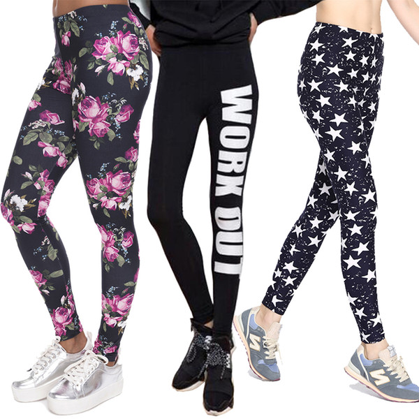 Sport Fans Sex Digital Full Print Leggings Flower Star Print Leggins Elastic Gym Pants Free Size Slim Fit Trousers LDDK21 WR