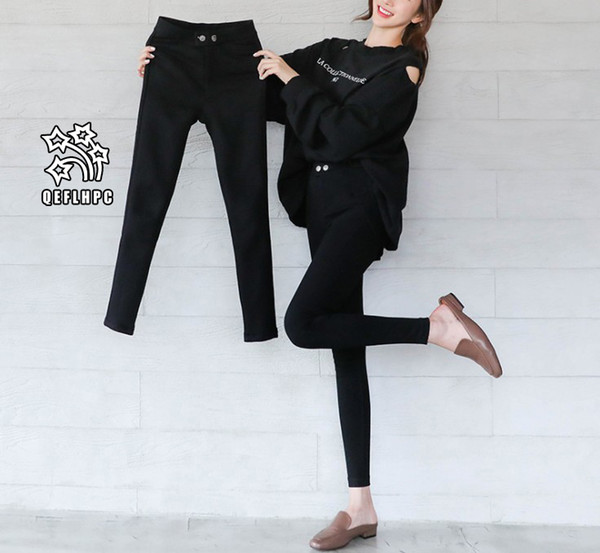 2018 Ladies tight pants Leggings Fashion casual ladies trousers Elasticity Cotton blend Keep warm Ventilation Women Pencil pants black A9108