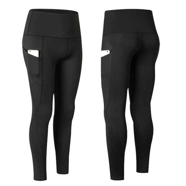 Women Aututmn Yoga Sports Leggings Solid Color Fitness Running Tights High Waist Pockets Workout Compression Pants Trousers HY0221