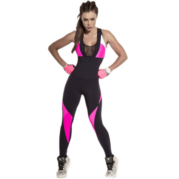 SVOKOR Compressed Sports Suit Female Large Size Gym Jumpsuit Women Workout Rompers Backless Mesh One Piece Outfits Overalls Sets