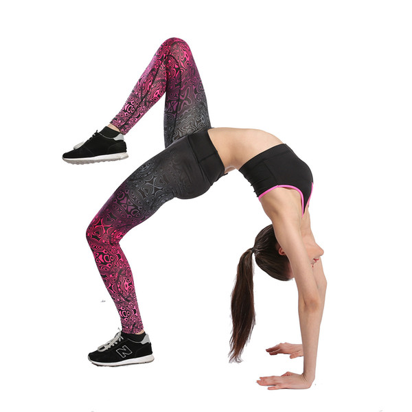 Black And Red Gradient Yoga Workout Pants Women's Leggings Ladies Running Pants Casual Polyester Skinny Pants