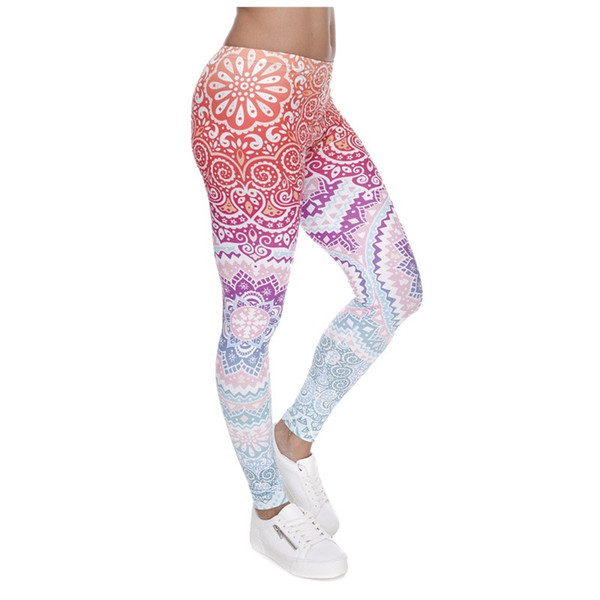 Hot women leggings high quality 3D digital printing leggings with geometric pattern high stretch nine pants with elastic waist band