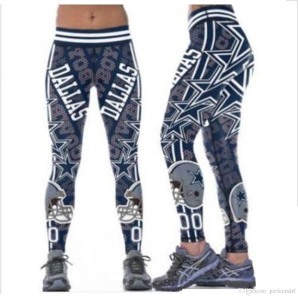 S-4XL Multi-Color Women Legging Dallas Cowboys printed high waist wide belt running fitness tights yoga pants S-4XL