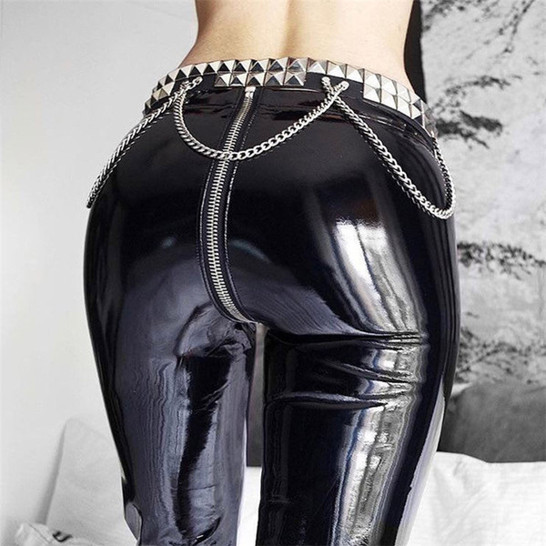 2019 New Women Leggings Shiny PU Leather Sexy Faux Leather Pants Latex Rubber Jeggings Wet Look Black Red