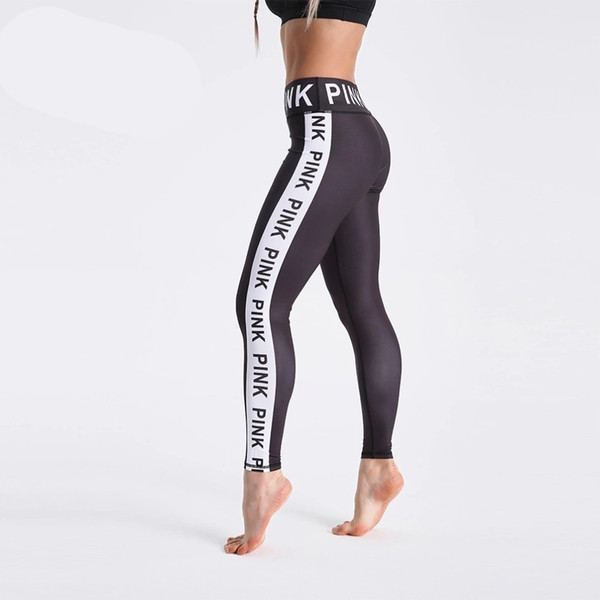 Love Pink Letter Gym Yoga Leggings Tights womens Sports Running Pants Jeggings Capris with Draw Cord Plus Size for Girls