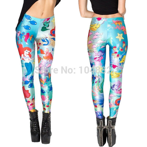 Wholesale-BL-493 Fitness 2016 Fashion Under The Sea Mermaid Print Legging Sports Pants Women Gym Leggings Drop Shipping