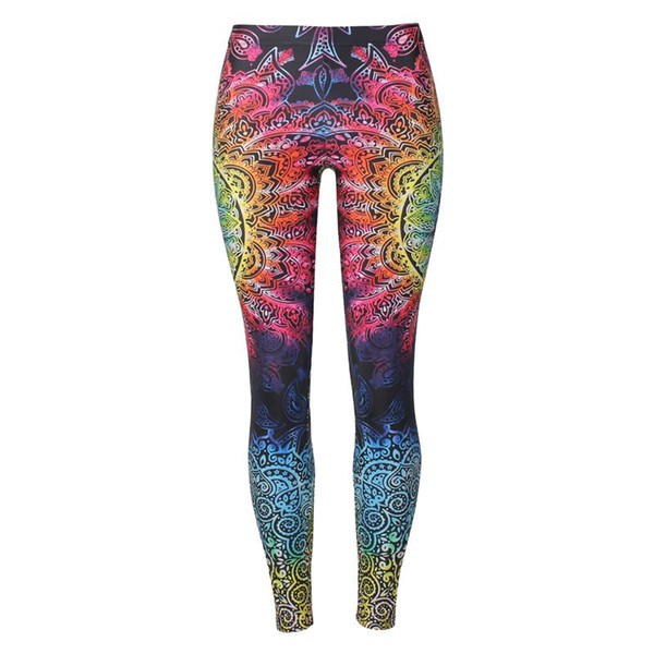 New Women 2 Color Leggings Mandala Flower 3D Printed Patchwork color Fitness Leggins Slim High Waist Elastic Trousers Pants Leggins