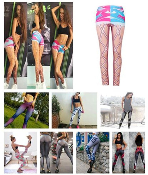 Slim High Waist Leggings Woman Pants New Brands Summer Style Women Fashion Legging Aztec Round Ombre Printing leggings DHL 170916