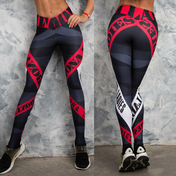 Womens Print Sexy Athleisure Fitness Slim Bodycon Pants Ladies Fashion Gymnasium Active Elastic Skinny Leggings Trousers