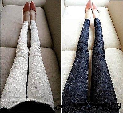 New 2014 Women Lace Crochet Leggings Casual Ladies Stretch Embroidered Pencil Pants Plus Size