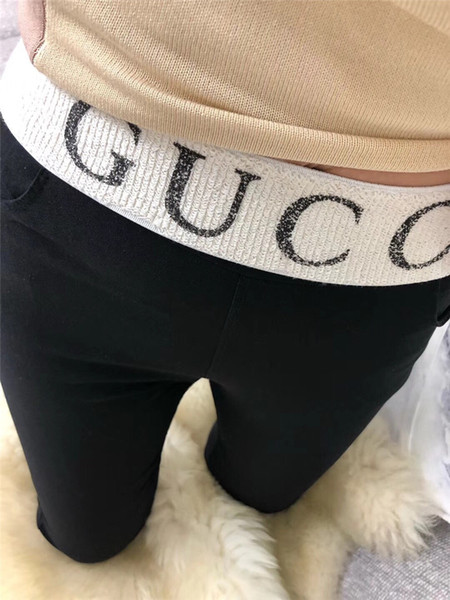 Waist G Letter Pencil Pants New Autumn And Winter Fashion Render Pants 4 Style Pure Color Black Stretch Pants