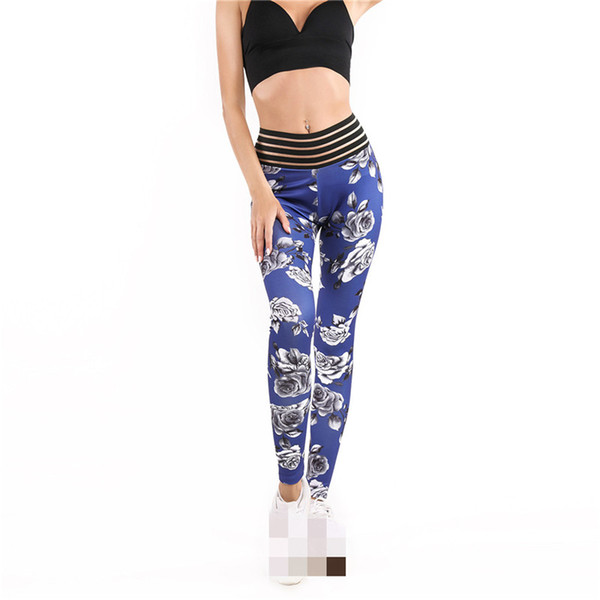 Fashion Women Fitness Leggings Digital Printing Sports Fitness Running Ladies Leggings Nine Pants High Waist For Female