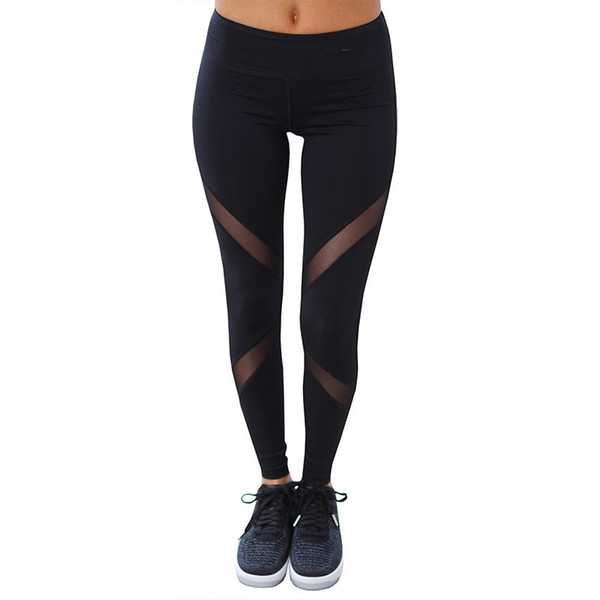 Sexy Women Leggings Gothic Insert Mesh Design Trousers Pants Big Size Black Capris Sportswear New Fitness Leggings 2019