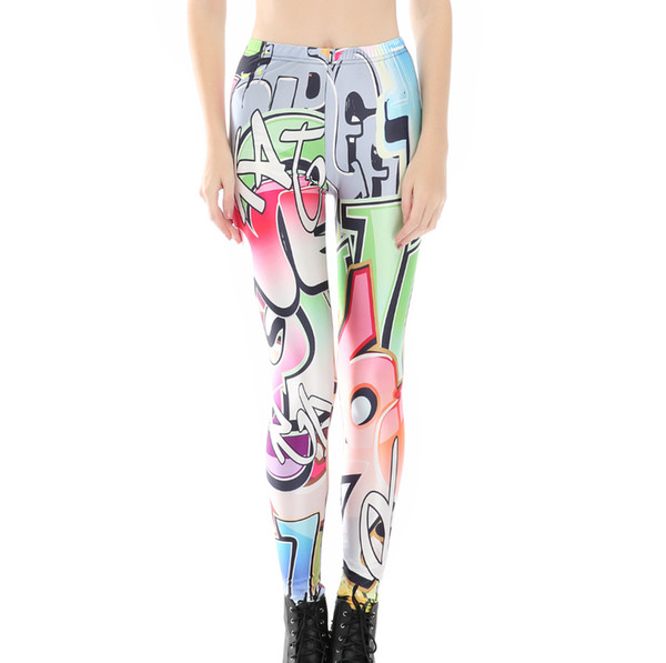 Lady Leggings Workout Sprots Fitness Plus Size Sexy Yoga Leggings Fashion 3D Cartoon Digital Print Pants Tights Legging High Elastic