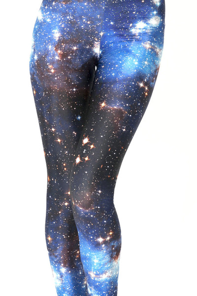 Hot Selling Blue Starry Sky Galaxy Printed Fashion Women Leggings Tights Pants Yoga Sports Ventilate Leggings Polyester High Elastic Legging