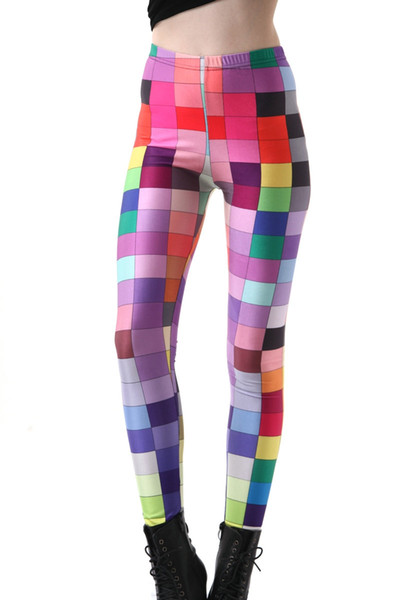 Customizing Facatory Fashion Colorful Grid Plaid Digital Printing Women Sexy Slim Leggings Fitness Breathable Stretchy Yoga Sports Pants