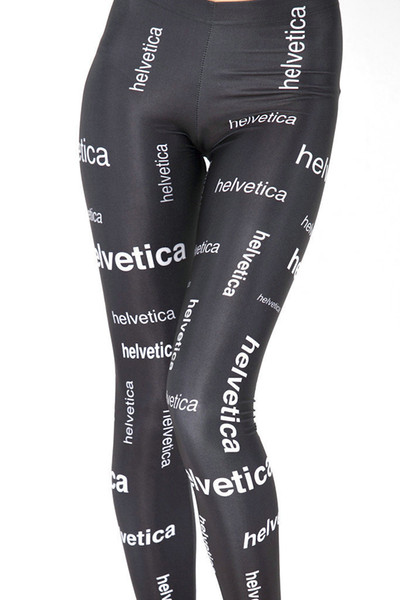 Fashion Sexy Leggings Black helvetica Letter Printed Pants Leggings Slim Stretchy Elastic Women Clothing Yoga Sports Leggings Pants