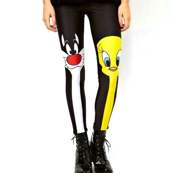 Bulk Factory Customizing Cartoon Duck And Cat 3D Digital Printed Women Sexy Fitness Leggings Tights Pants Sports Leggings Yoga Stretchy