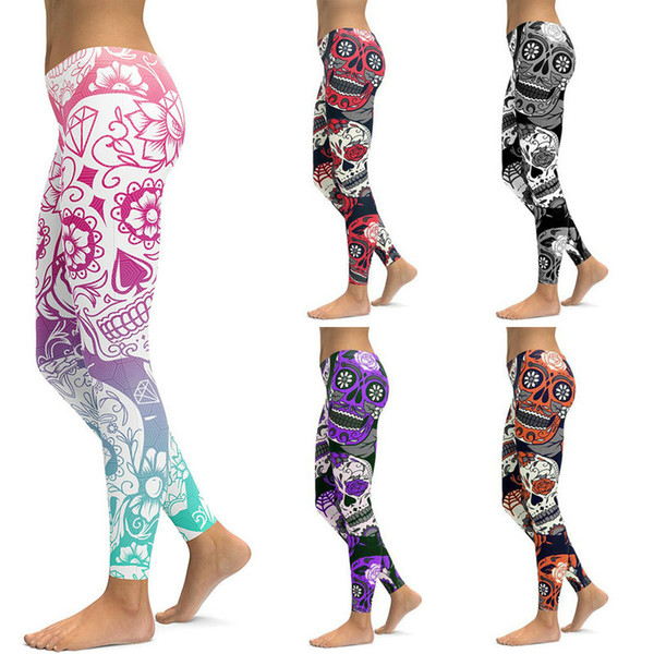 New Arrival Fashion Women Sexy Sports Leggings Digital Printed Skull Leggings Pants Yoga Tights Pants Wholesale Leggings For Women