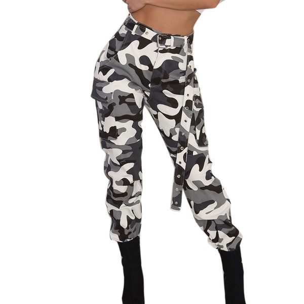 Women High Waist Camouflage Pants Fashion Pantalon Femme Trouser Ankle-Length Sweatpants Cotton Streetwear Camo Pants #F