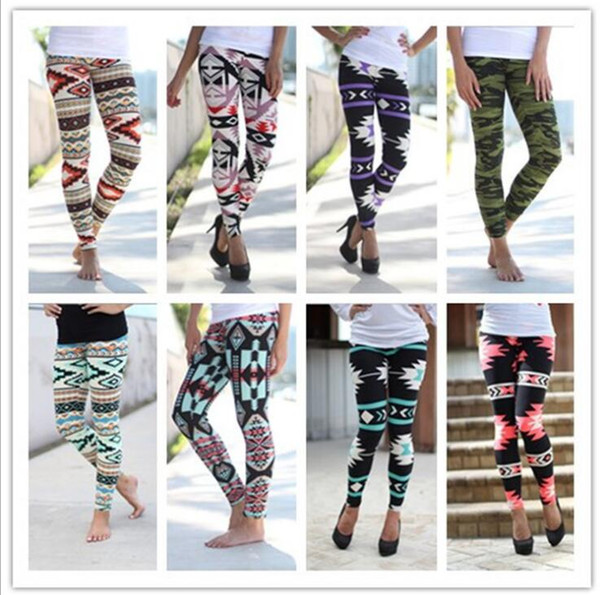 Printed Leggings Casual Skinny Legging Stretchy Slim Pencil Pants Women Fashion Trousers Elastic Geometric Leggings Jeggings KKA2136