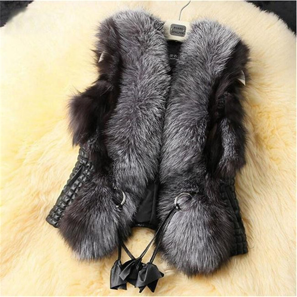 Clobee Gilet Female 2017 Black Faux Fur Vest Warm Winter Fur Jacket Coats for Women Colete Feminino Female Waistcoat Vest