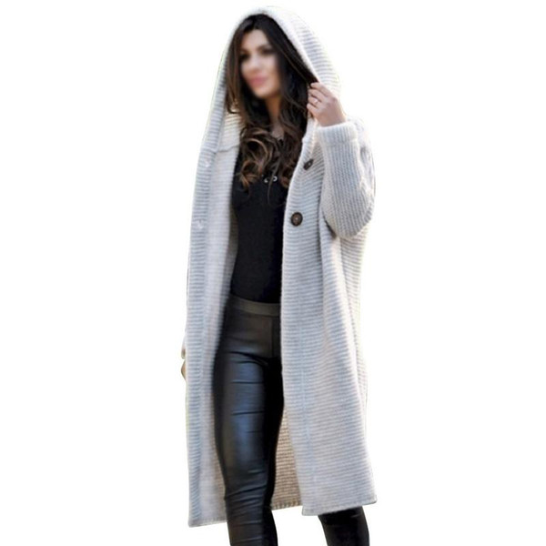 MISS M Women Knit Sweater Cardigan Autumn Winter Open Front thin Long Sleeve Cardigans Hooded Loose Long Cardigans Outwear