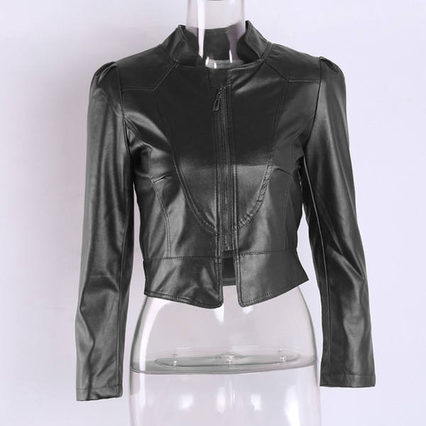 Female Women Motorcycle Leather Heigh Quality Coat Jackets Women's Autumn Winter Coats Long Sleeve PU Leather Bomber Jackets