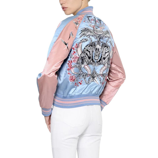 Wholesale- NYMPH Real Picture 2017 Heavy Embroidered Jacket New Women Spring Slim Sleeve Bomber Jacket Coat Patchwork Jackets Outerwear