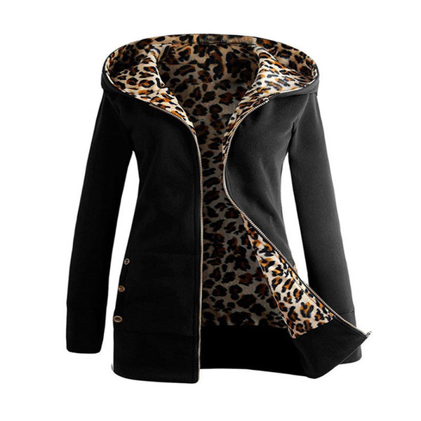 Winter Jacket Long Coat Women Fashion 2018 Vintage Leopard Print Hooded Woman Jackets Parka Womens Tops And Blouses