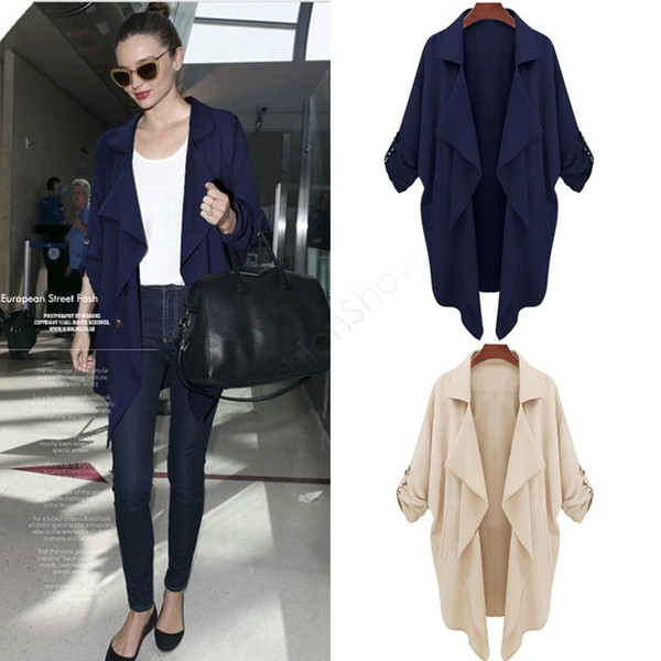 Wholesale-Free Shipping New Chiffon Women Loose Medium-Long Coat Trench Chiffon Coat M-XL 50