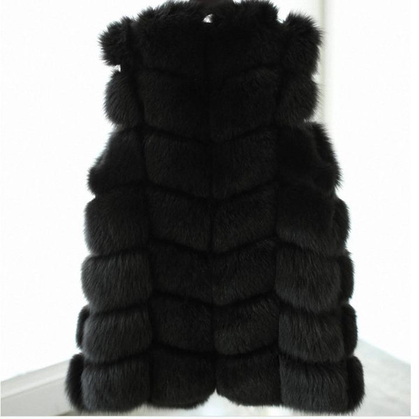 Wholesale-2015 White/Black Winter Women Knitted Rabbit & Fox Fur Vest Plus Size Real Natural Rabbit Fur Coat Jackets Long Colete