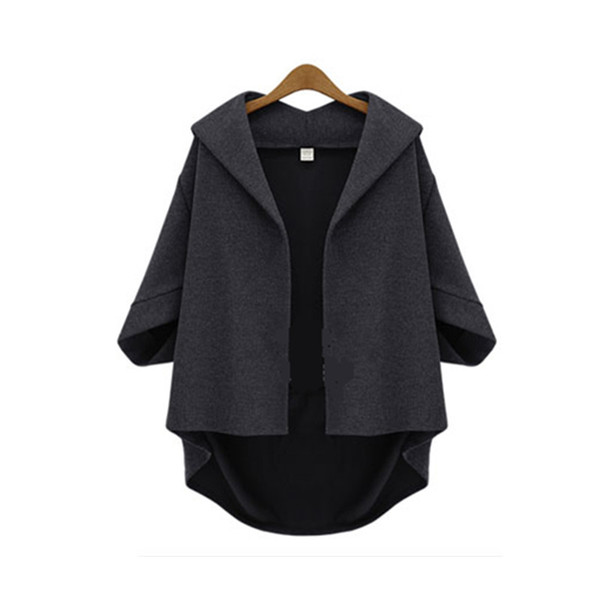 Wholesale-Brand New Women Autumn Winter Jackets V-Neck Asymmetric Length Jackets for Women Batwing Sleeve Women Cardigans Open Stitch