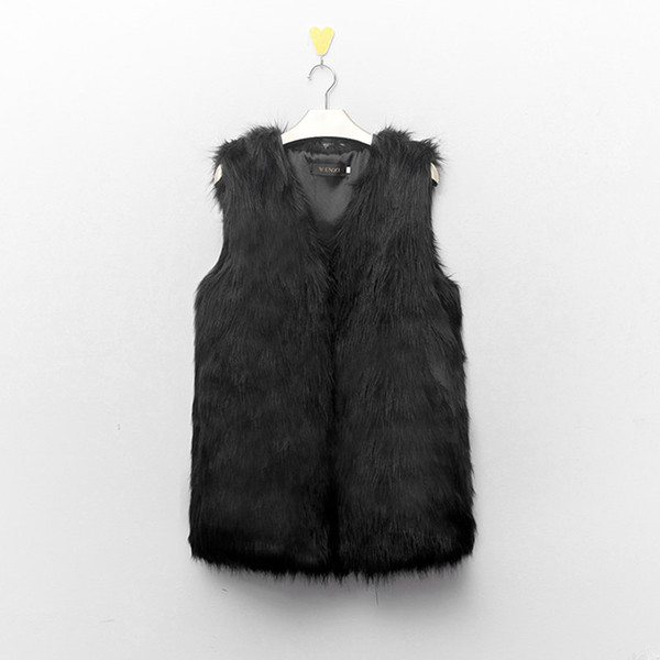 Wholesale-Fashion Women Winter Coat Faux Fake Fur Vests Sleeveless Fur Outerwear Slim V-Neck Warm Vest Jacket Coat Plus Size S-XXXL