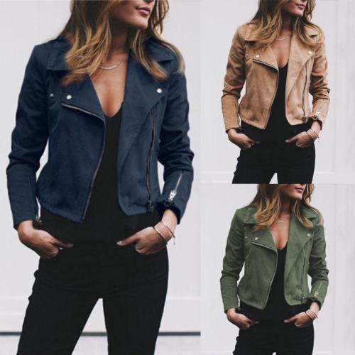 New Fashion Women Leather Jacket Cardigan Coat Spring Autumn Lady Casual Coats Biker Flight Zip Up Jackets Outwear Coat