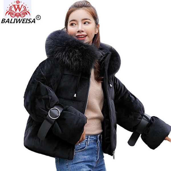 New Arrival Women Winter Jacket Velvet Fabric With Fur Hooded Coat Short Outwear Sweet Padded Parka Casaco Feminino Inverno