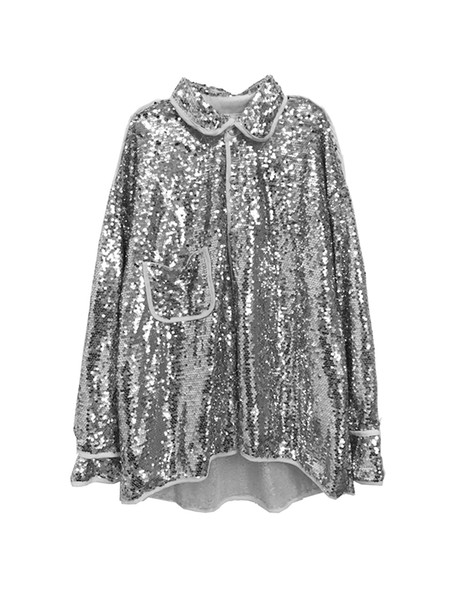 sequin bling bling glitter long sleeve shine silver jackets party club bar DJ street high way show costumes